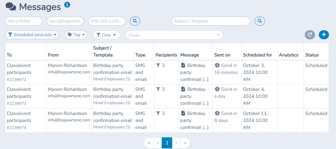 Activity Messenger Help | Schedule sending a message | Activity Messenger