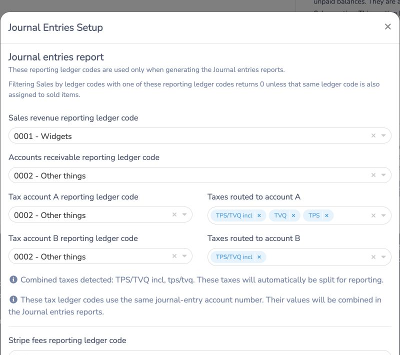 Configure revenue, receivable, and tax reporting accounts