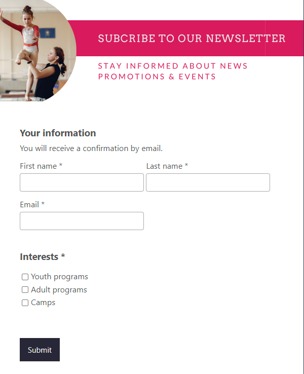 Building a list of subscribers using a form and landing page — illustration
