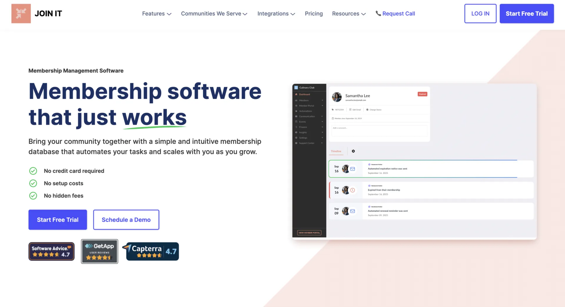Screenshot of Join It's main homepage screen
