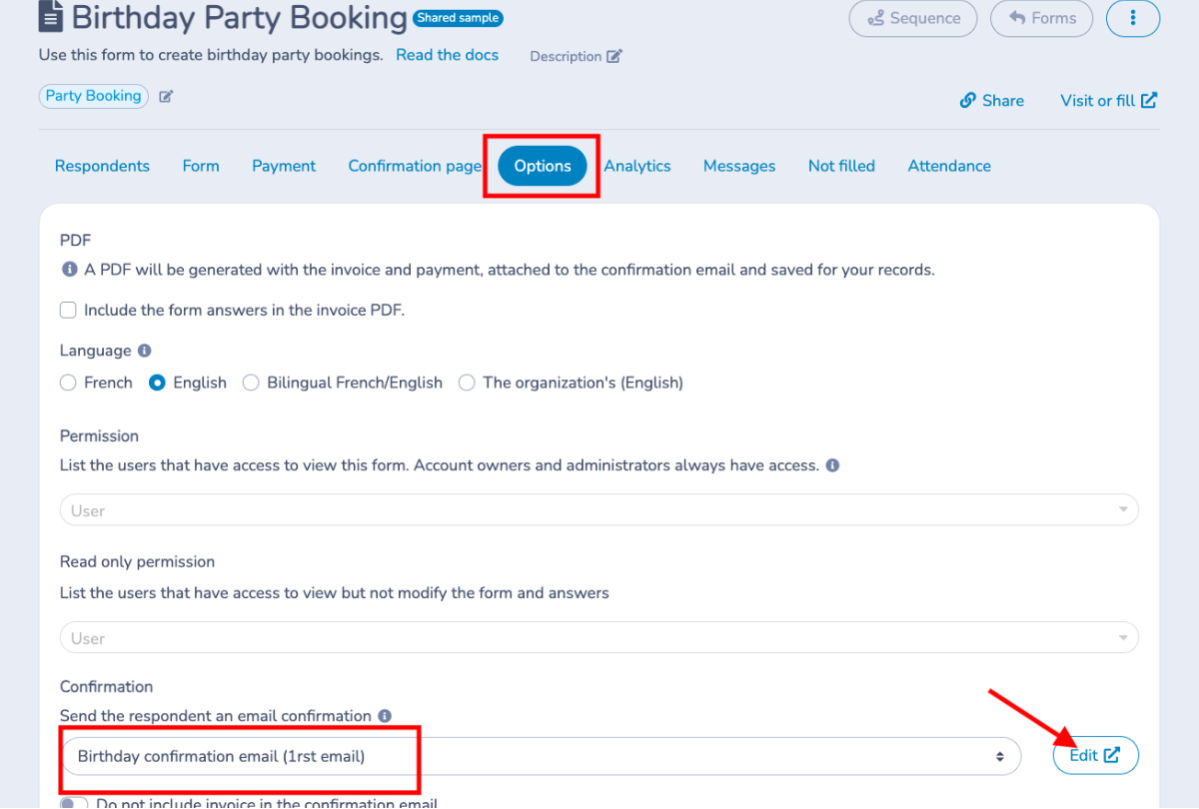 2. Creation of the RSVP form — illustration