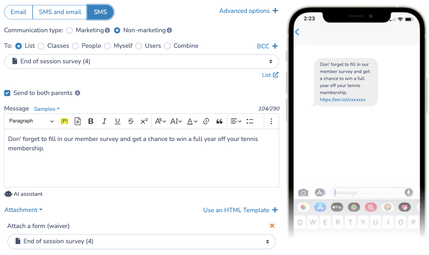 Sharing Surveys with your members
