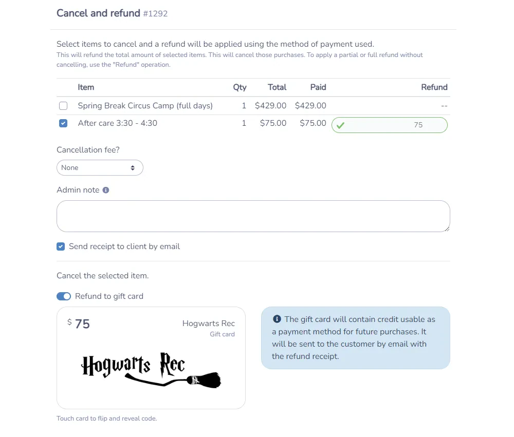 How to offer a refund through a gift card