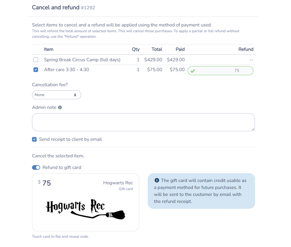 How to offer a refund through a gift card