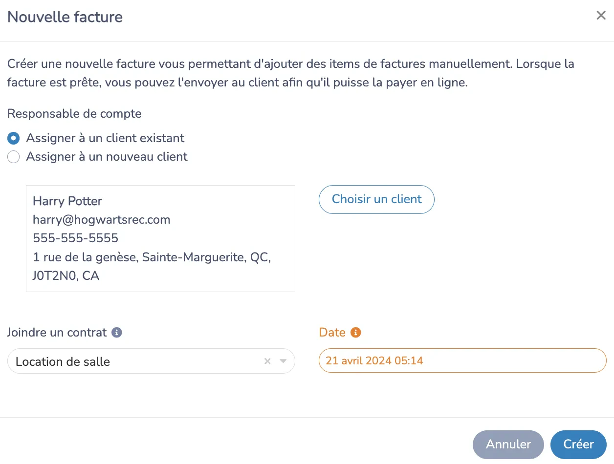 Ajouter un client à une facture