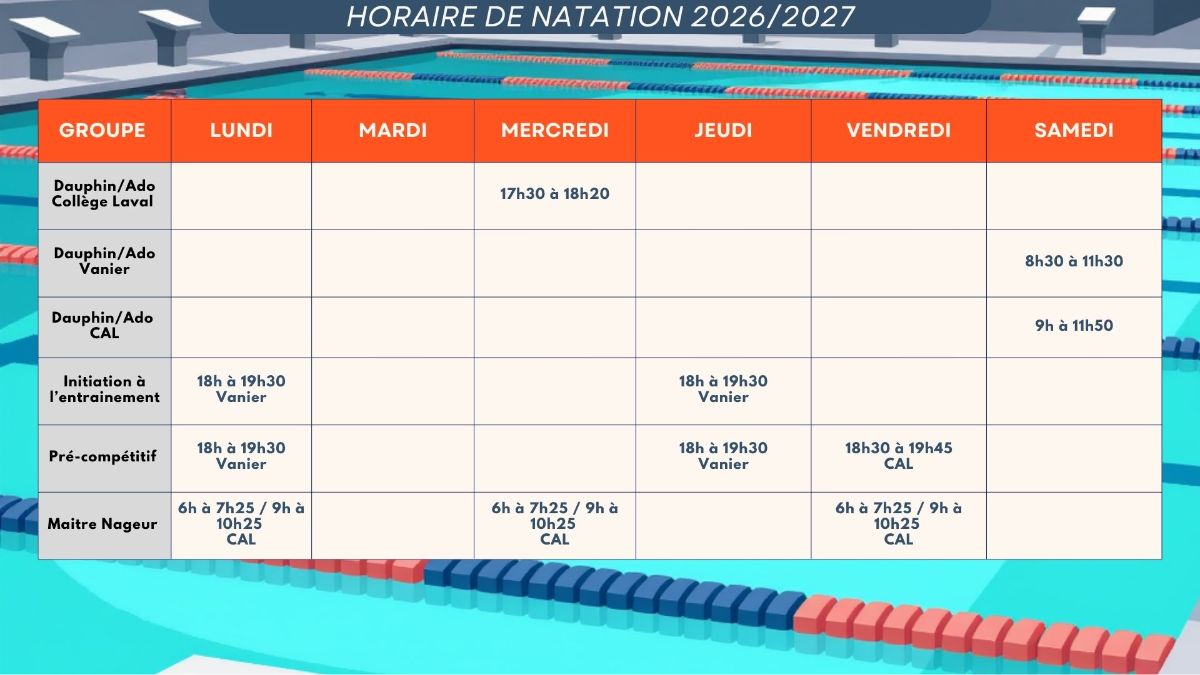 Horaire de cours Recreatif