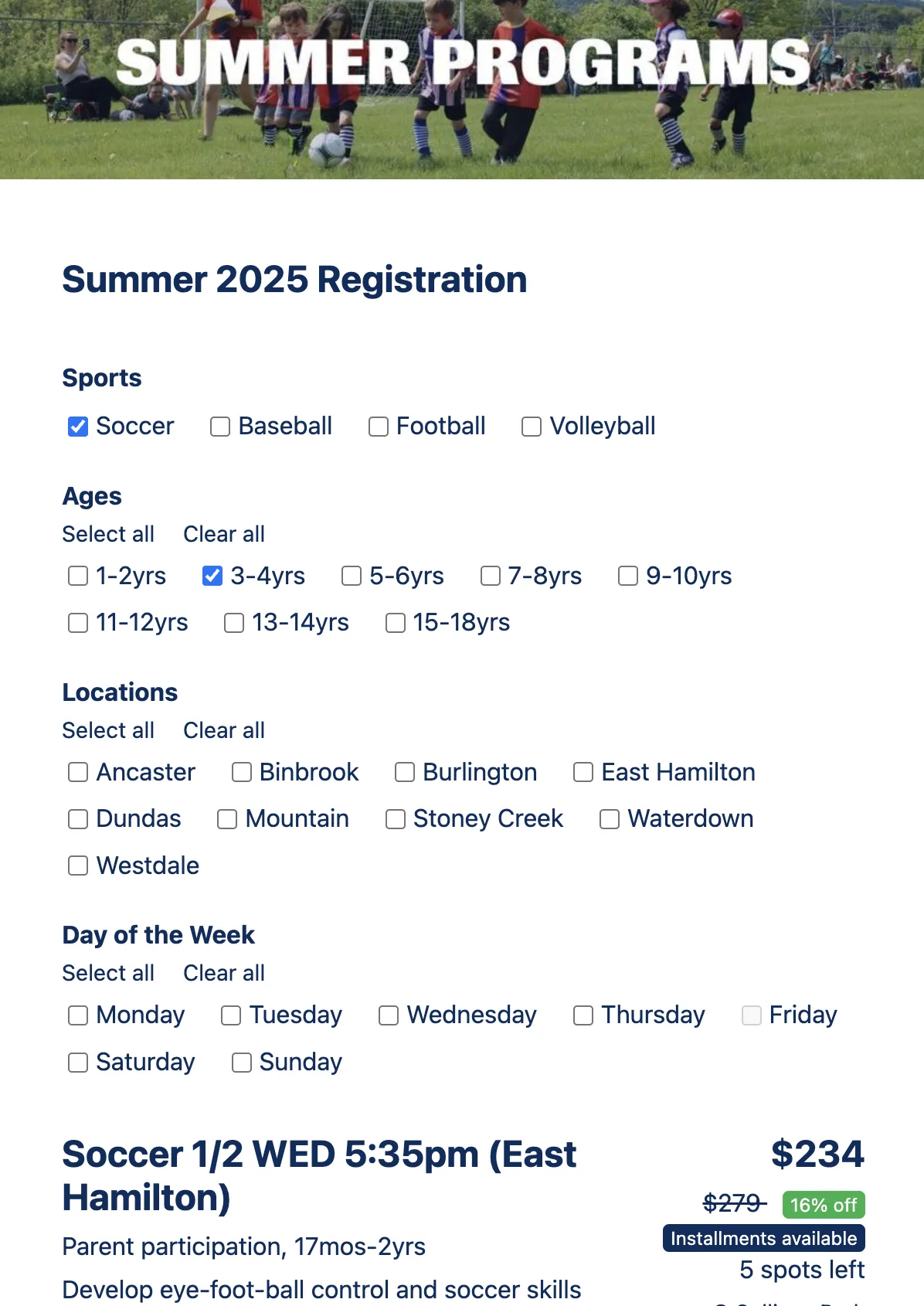 ACTIVE Network competitors: Example of a registration form with conditional logic