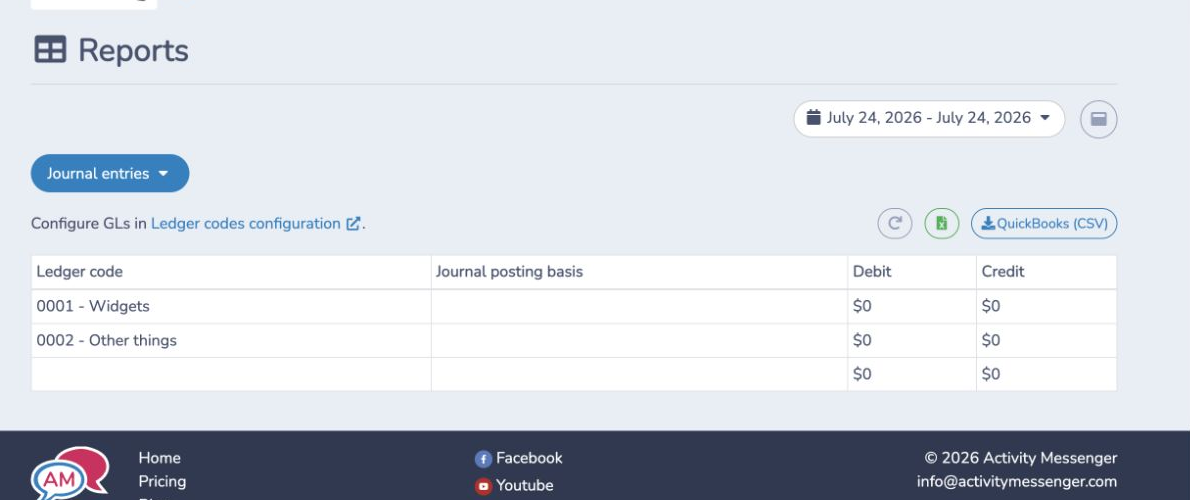 Preview balanced journal entries and download the QuickBooks CSV