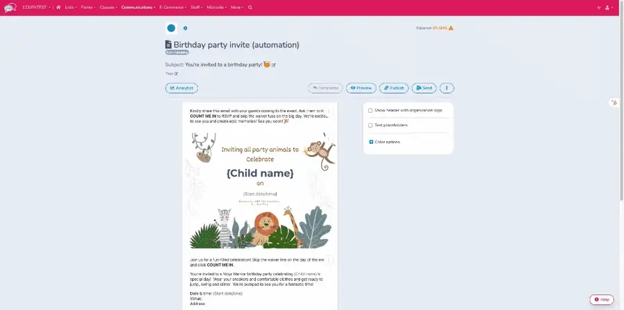 3. Invitation template and automation — illustration
