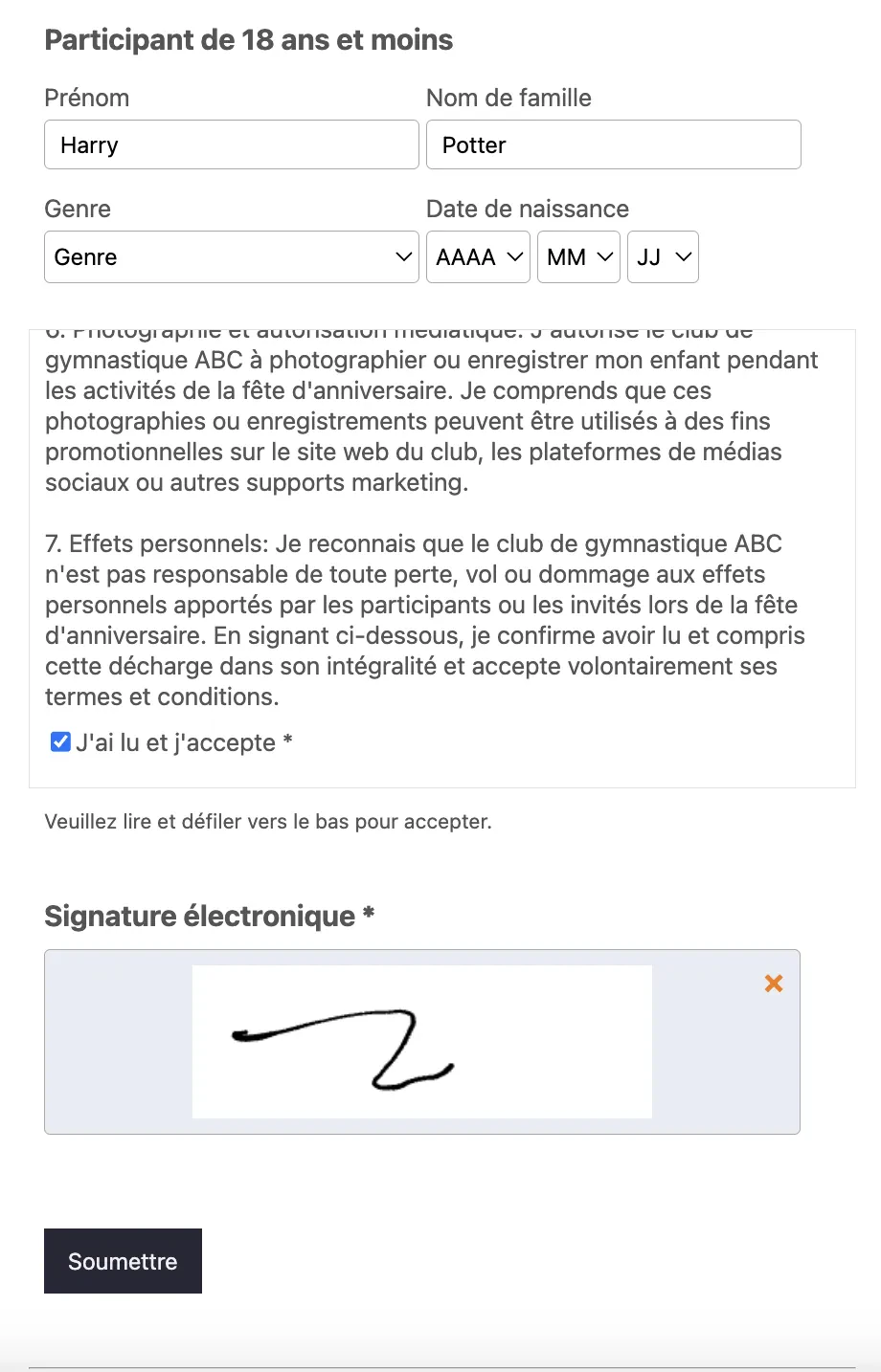 Signature numérique acceptation des risques