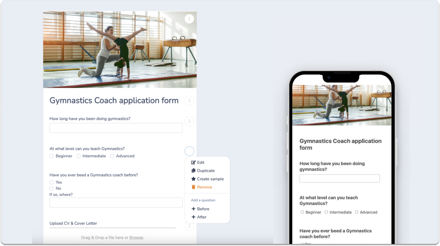 How to Create an Online Application Form for Gymnastics Instructor