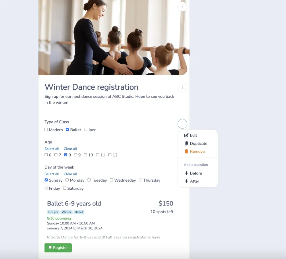 Online registration and payments