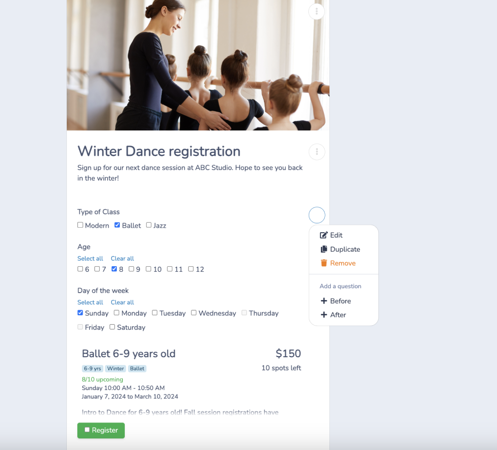 Online registration and payments