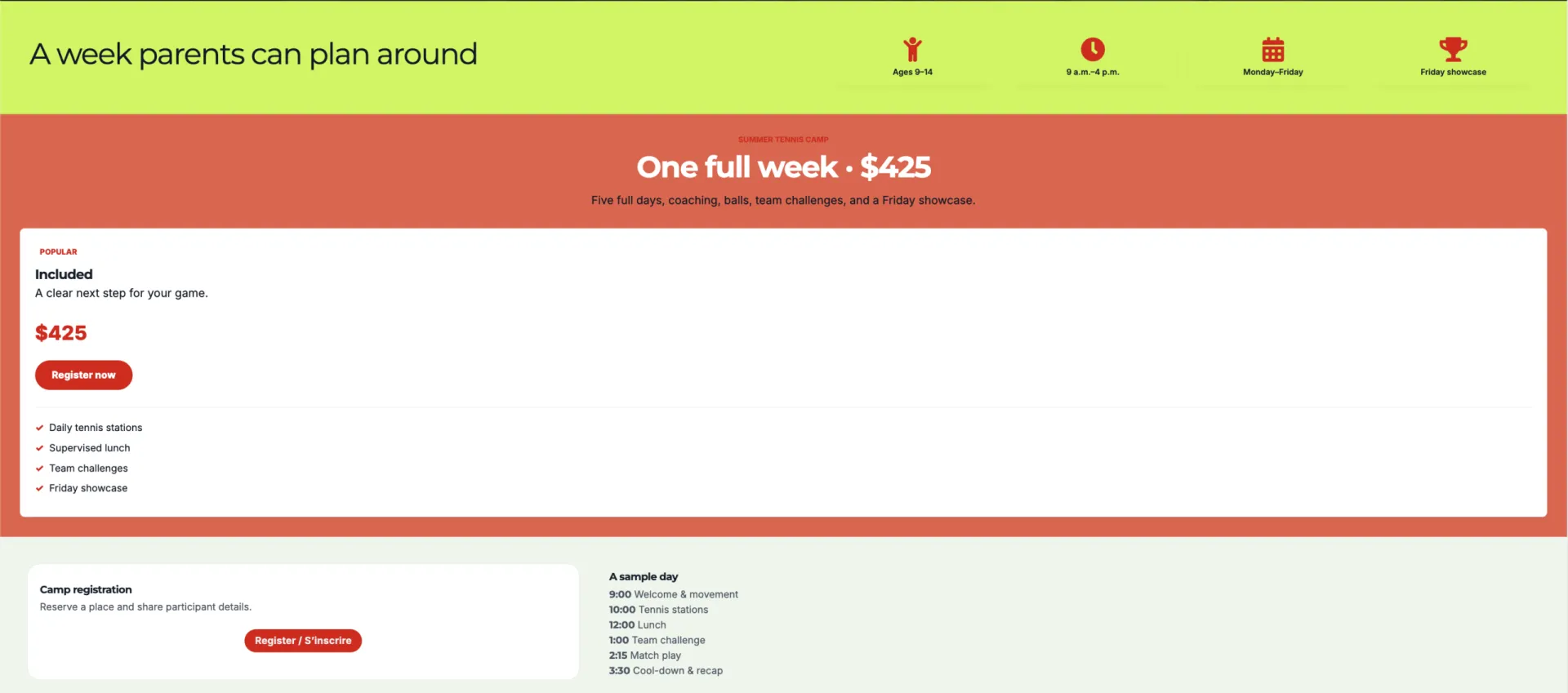 Build a Summer Camp Website: example of camp registration using Activity Messenger