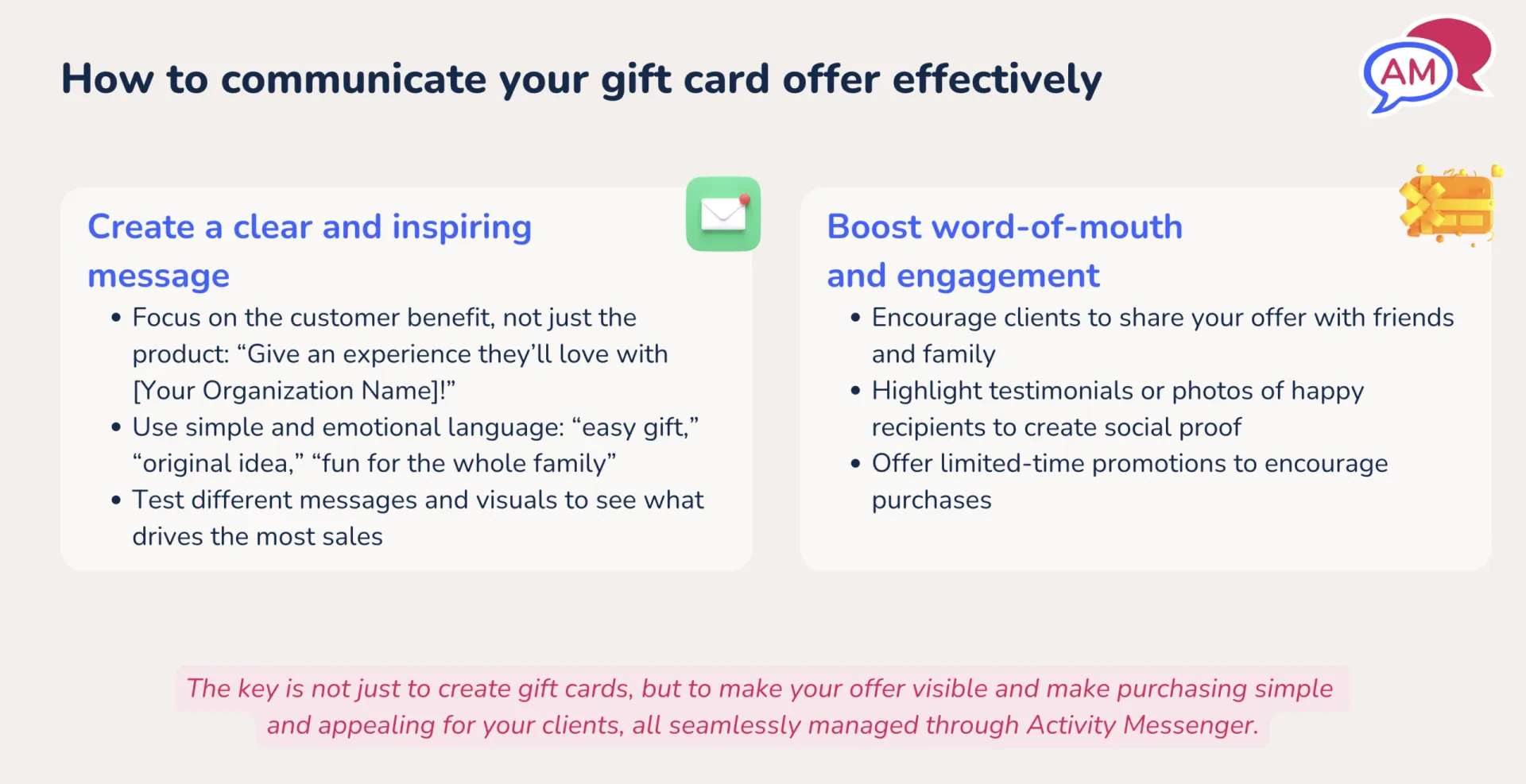 How to communicate your activity gift card offer effectively to customers