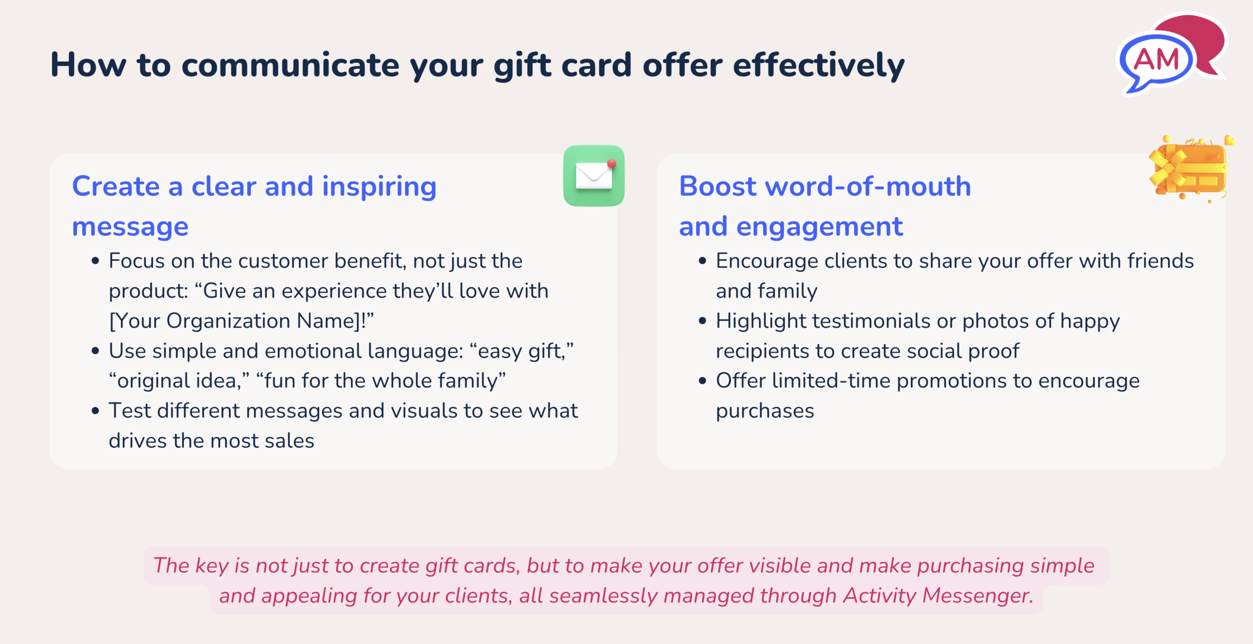 How to communicate your activity gift card offer effectively to customers