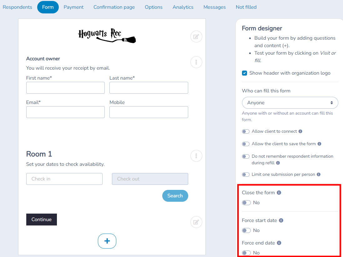 Form settings 5
