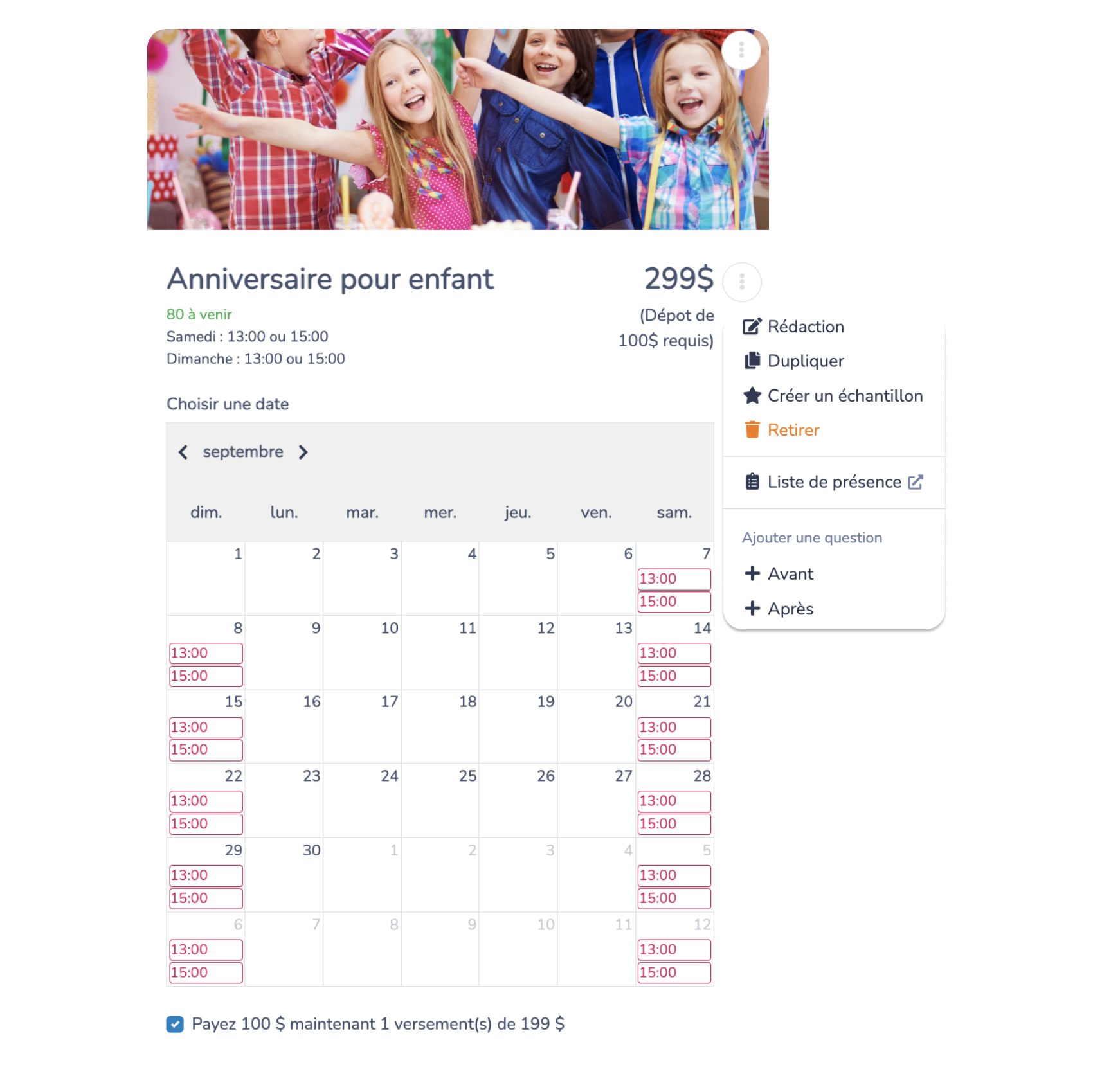 Gestion tout-en-un de vos fête d'enfants