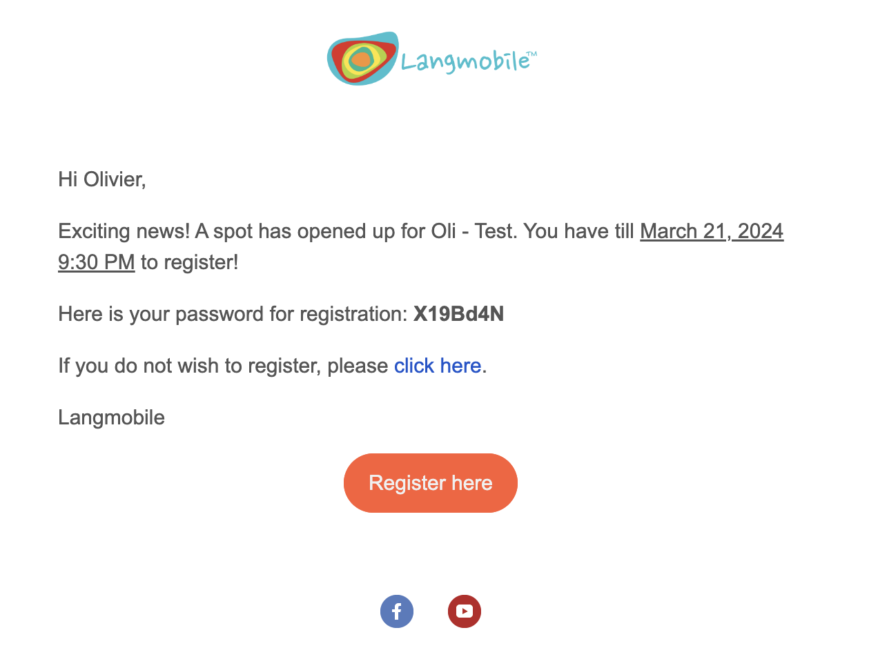 Waitlist Notification template (Email & SMS)
