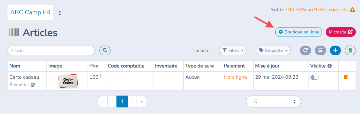 Configurer votre boutique en ligne — capture d’écran
