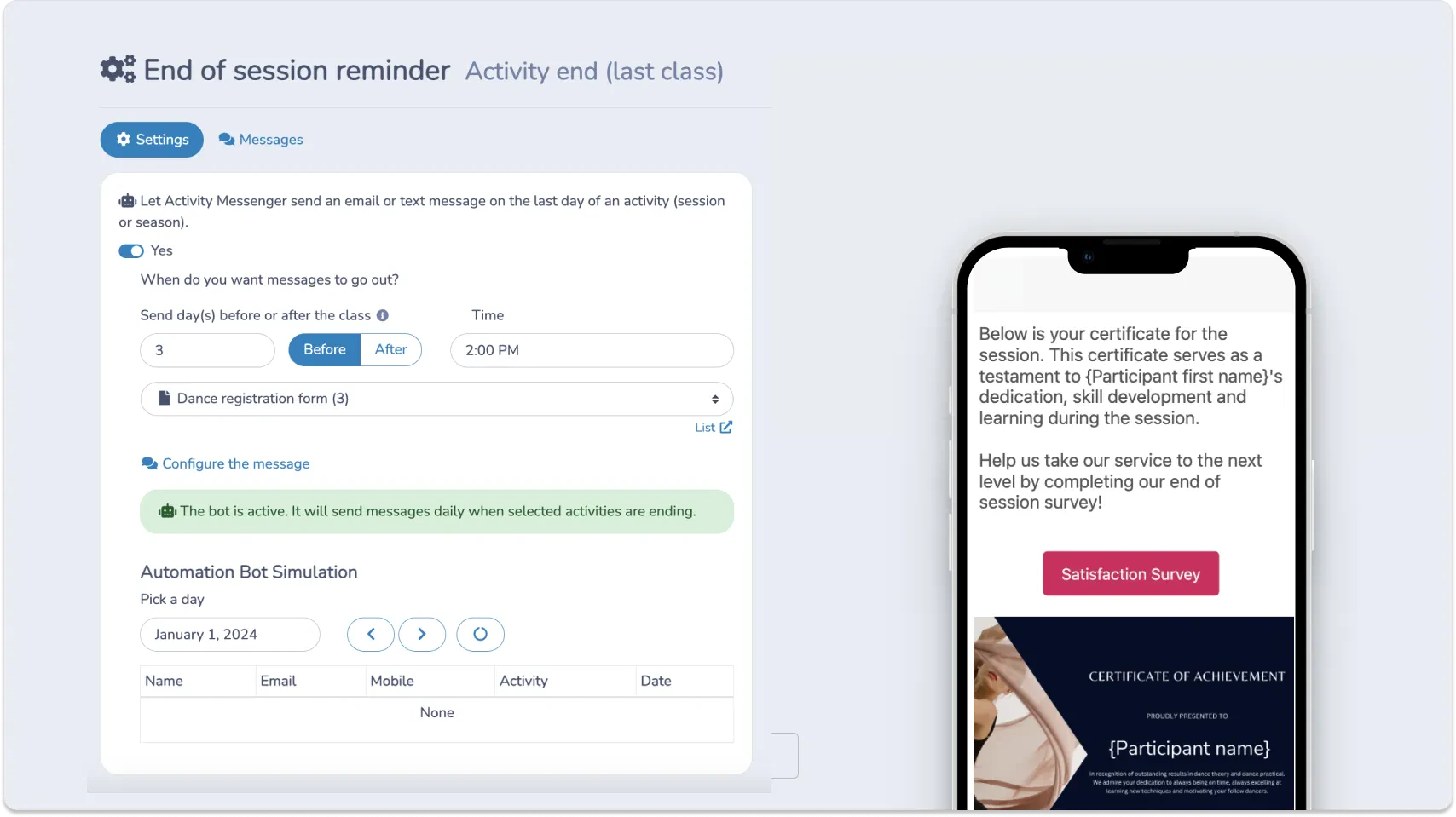Automate Survey for Dance Studios