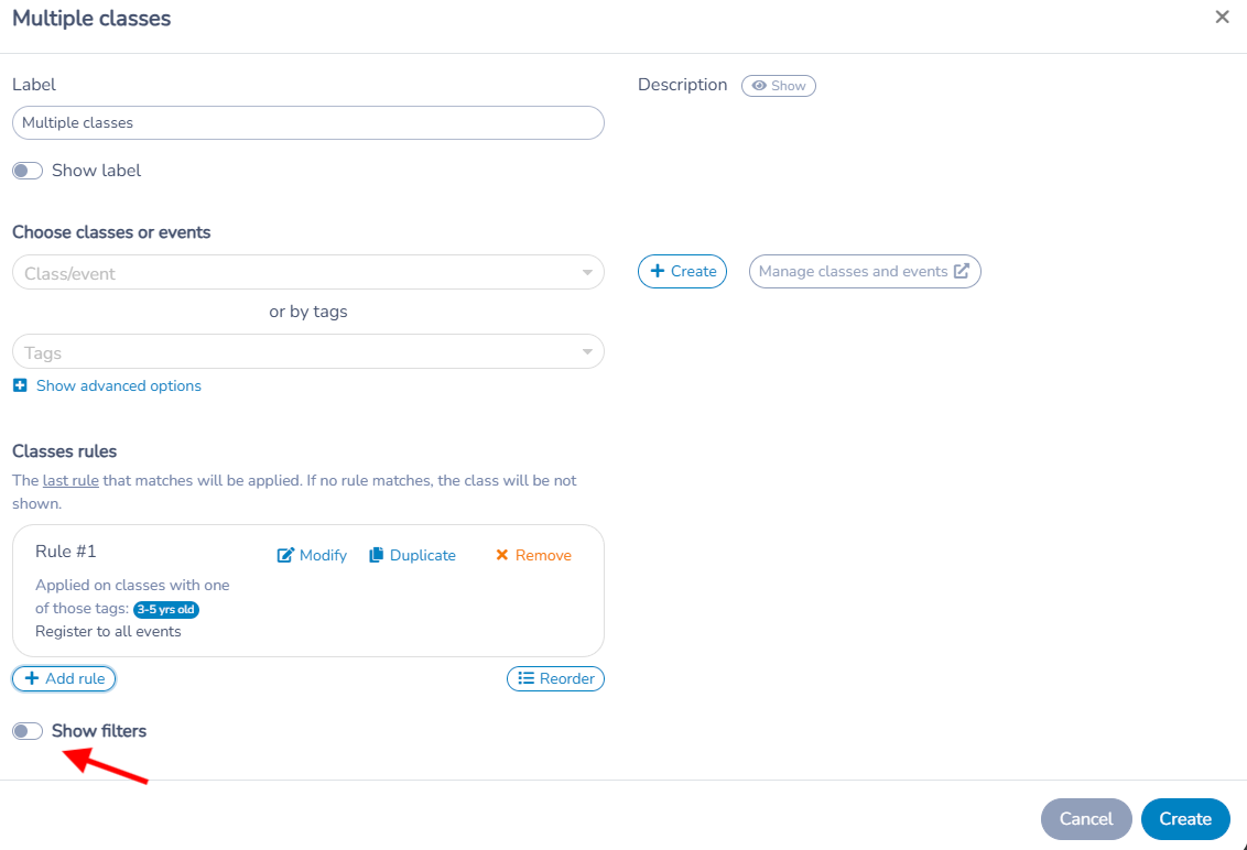 Multiple Classes configuration, step 2
