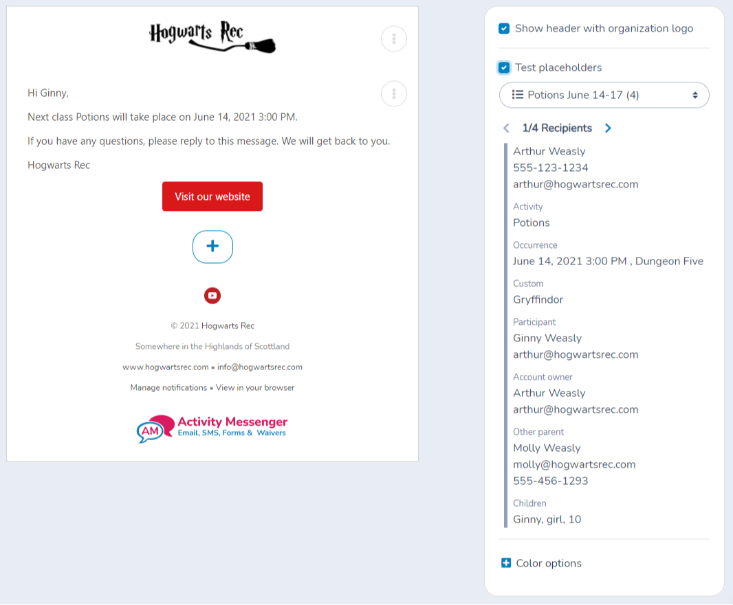 Personalizing email/SMS messages with placeholders — illustration