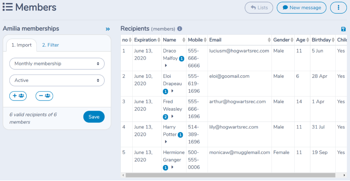 Building a list of participants, members or multipass holders from Amilia — illustration