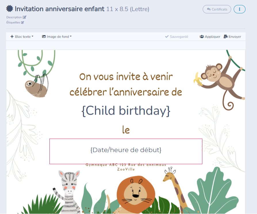 3. Gabarit d'invitation et automatisation — illustration