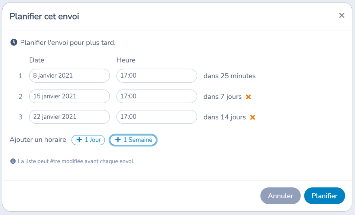 Planifier l'envoi d'un message — illustration