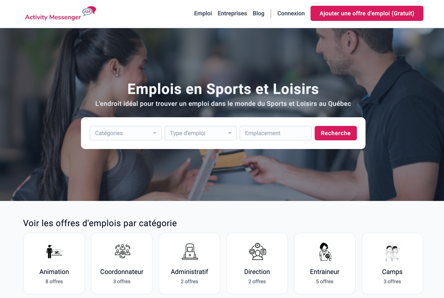 Emplois en Sports et Loisirs