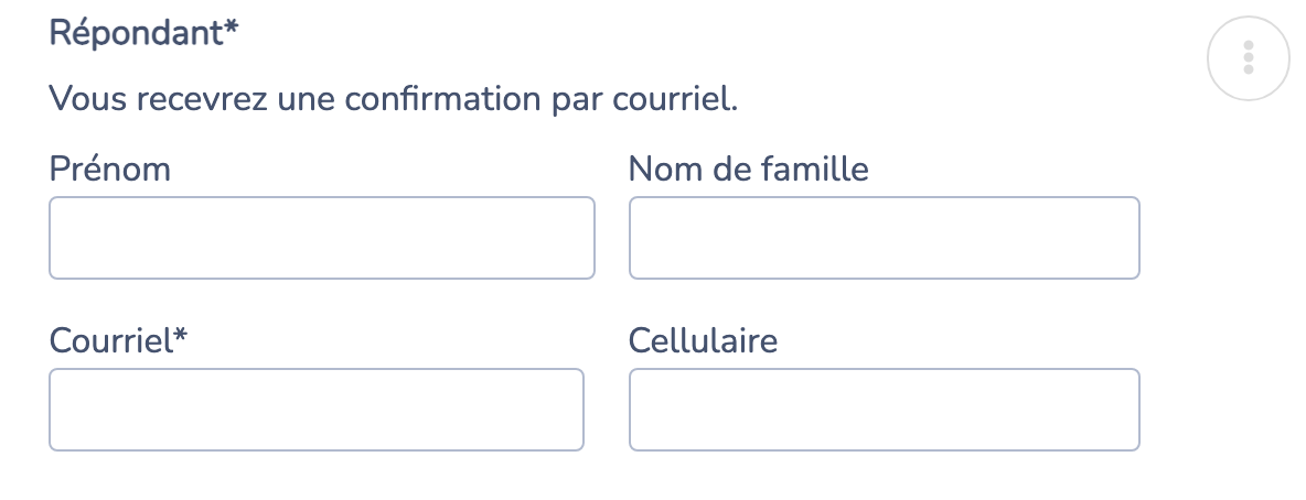 Bloc Répondant du formulaire de liste d’attente avec son menu de modification