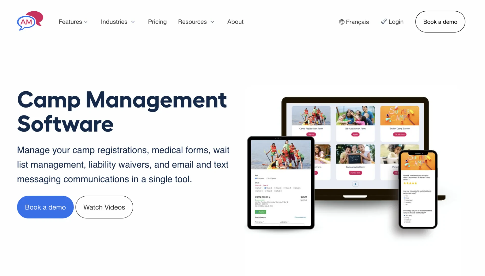 Best camp management software Activity Messenger's homepage