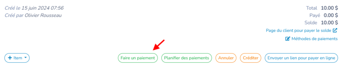 Paiement par administrateur (hors ligne)