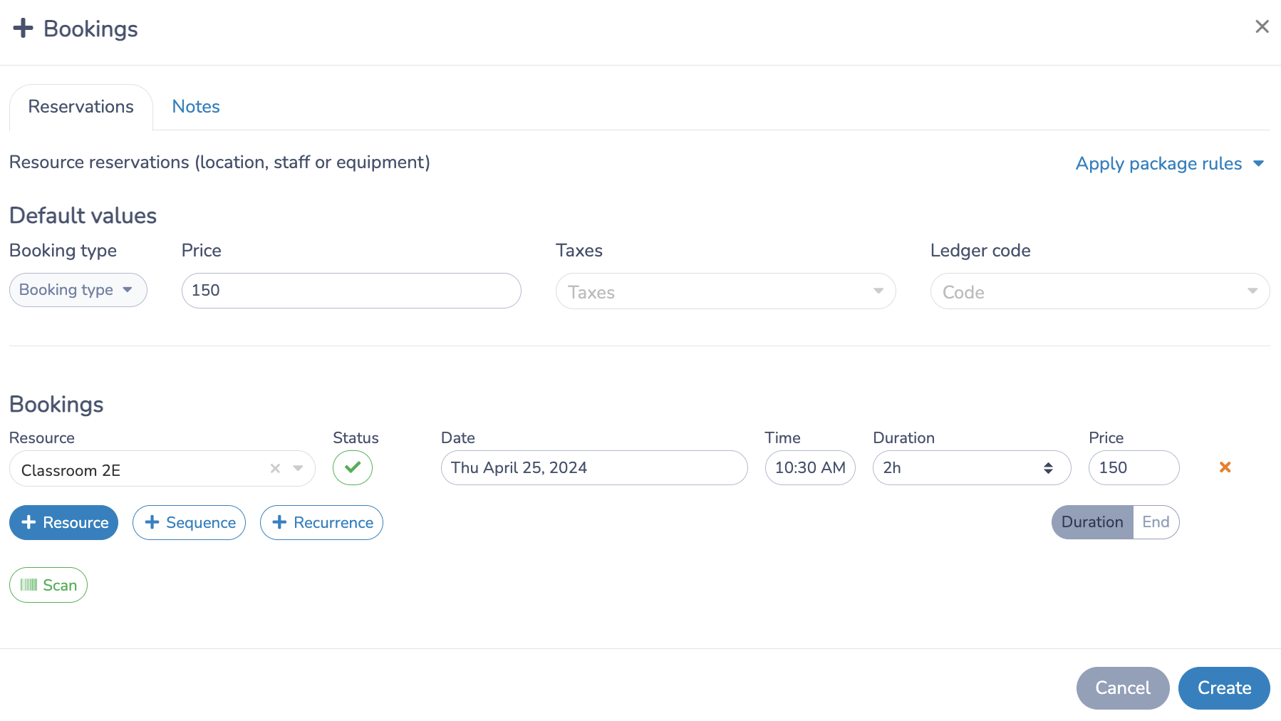 Include an invoice and contract to a booking