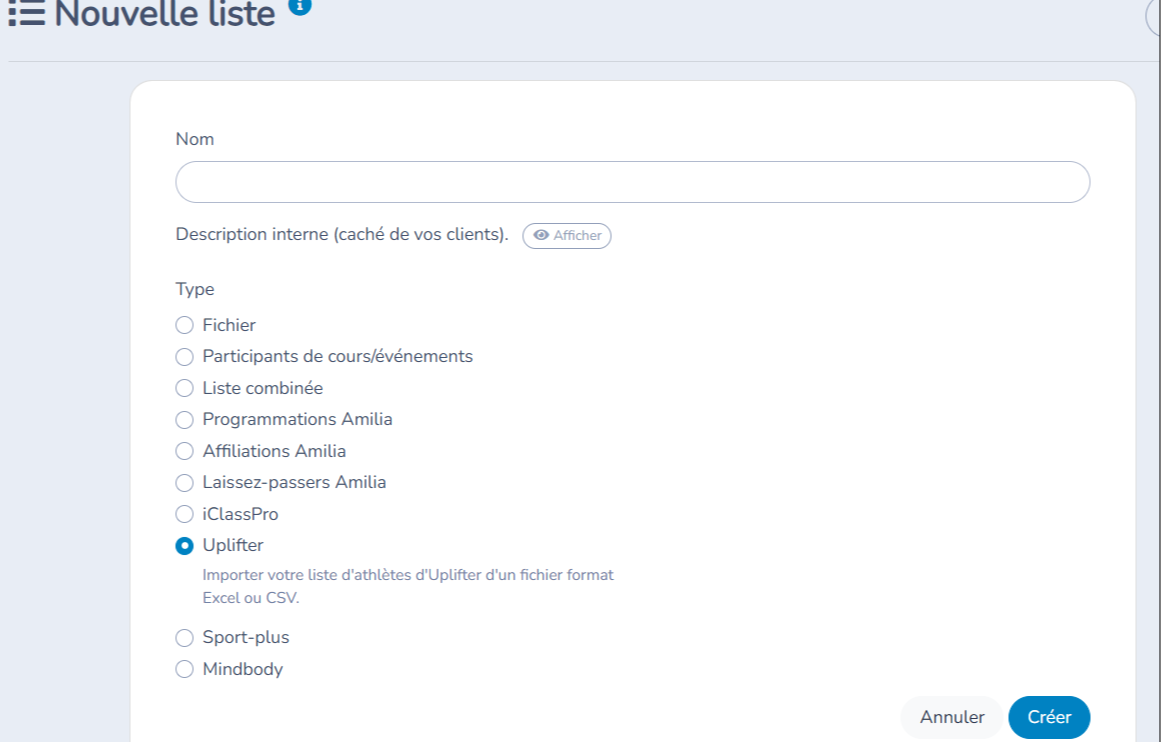 Importer une liste de participants d'Uplifter — illustration