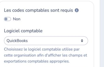 Sélectionner QuickBooks comme logiciel comptable