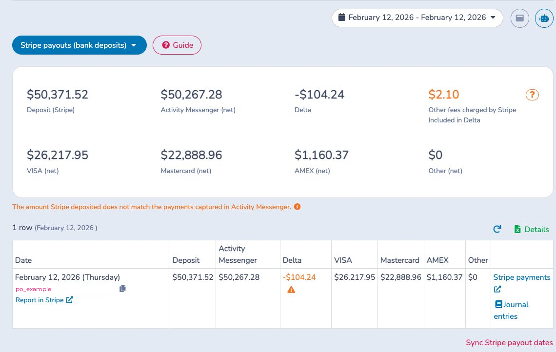 Match Stripe payouts with bank deposits