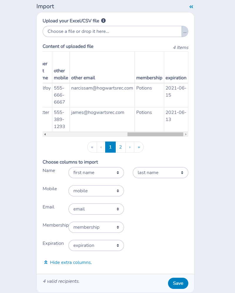 Building a list of recipients from an Excel or CSV uploaded file — illustration