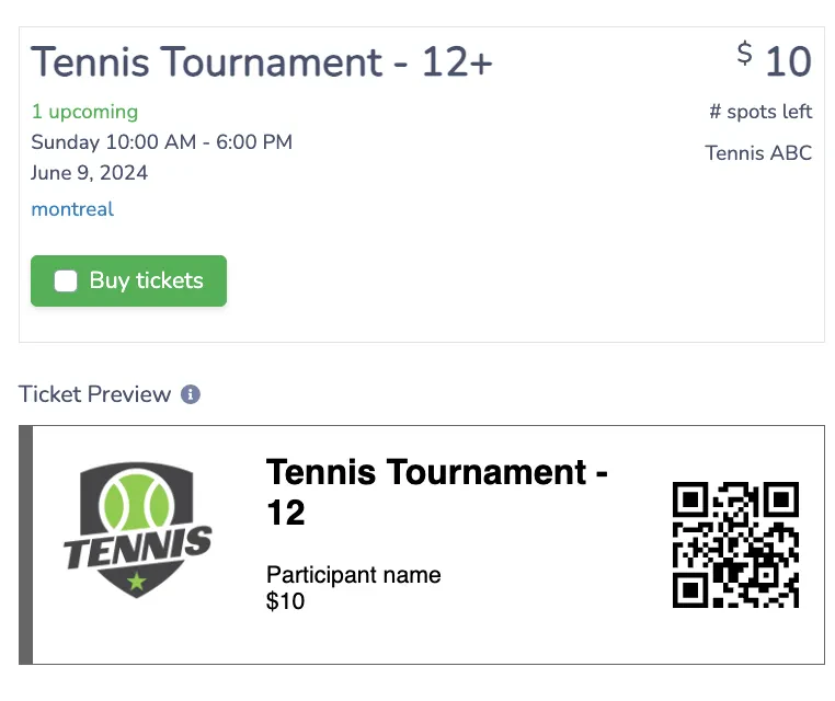 how to sell event tickets online: Ticketing for Tennis Club Tournaments