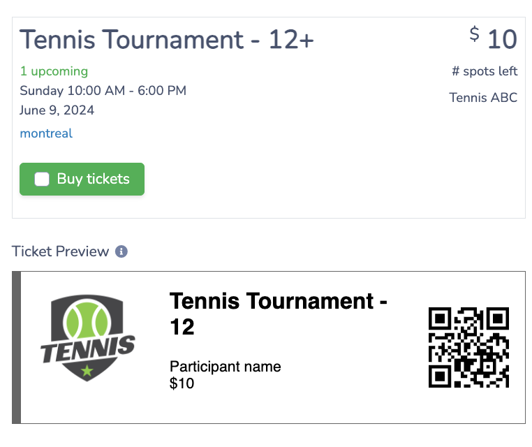 how to sell event tickets online: Ticketing for Tennis Club Tournaments