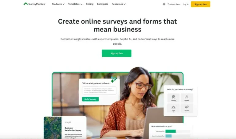 Best online survey tool in Canada, SurveyMonkey homepage