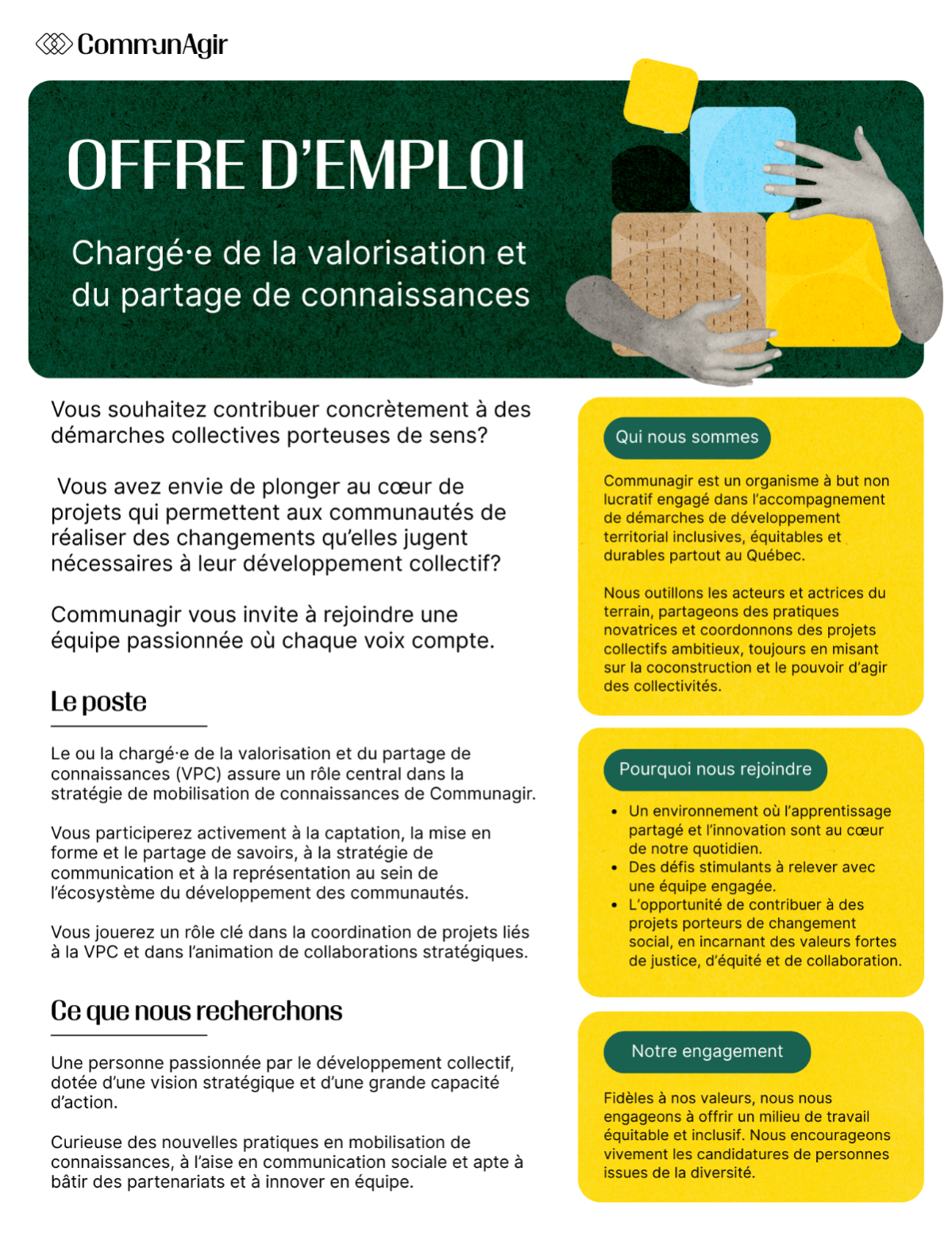 Découvrez l'offre d'emploi