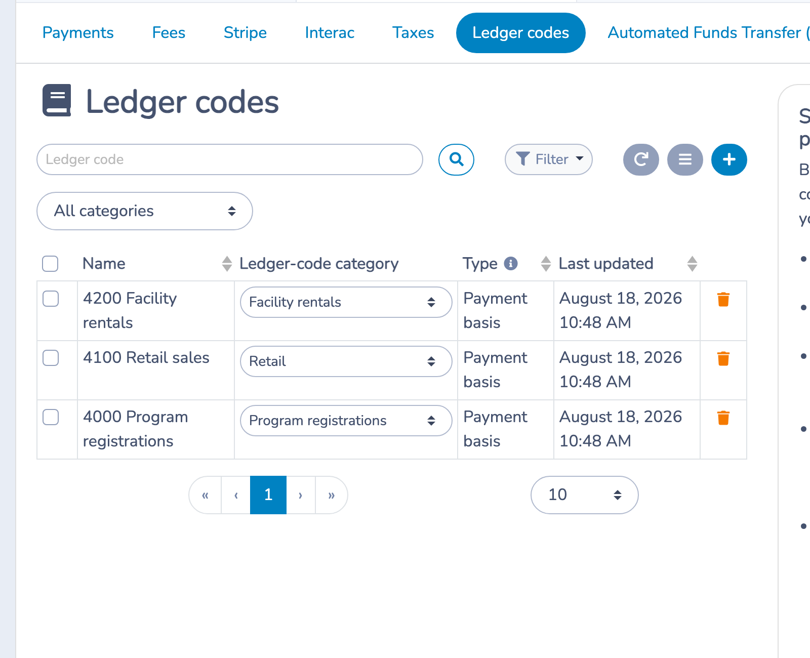 Assign categories to existing ledger codes