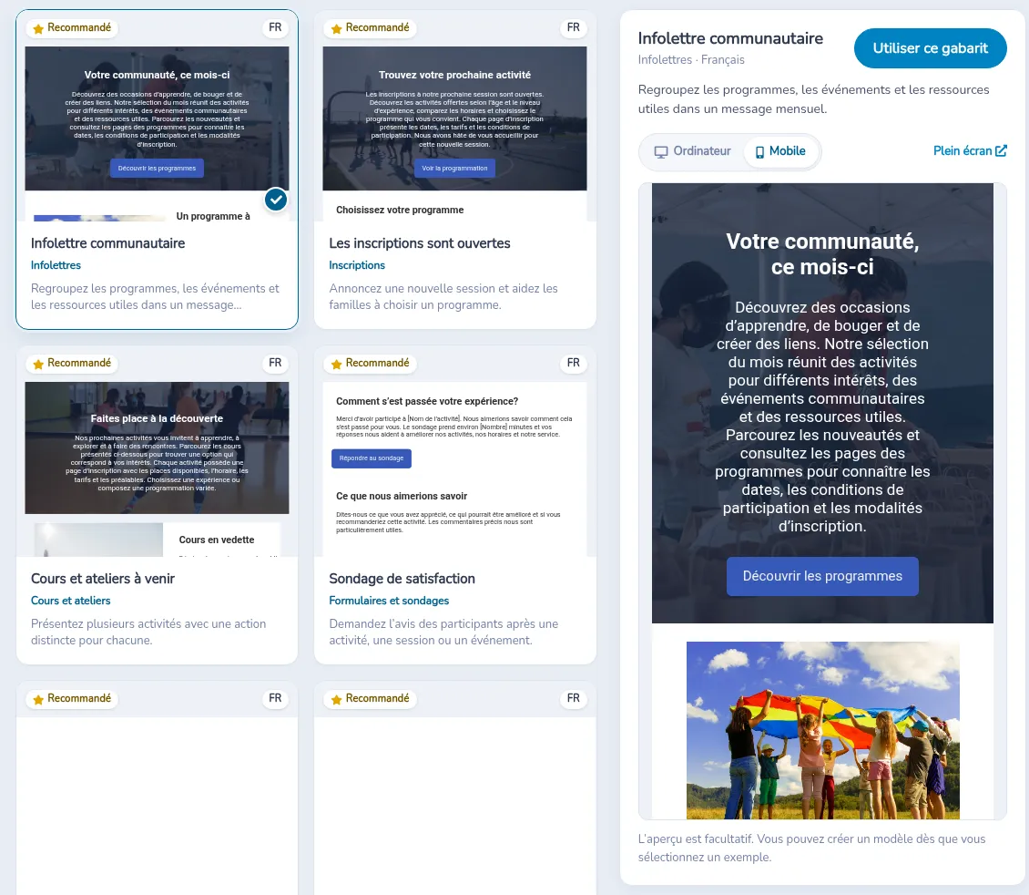 Aperçu mobile de l’infolettre communautaire