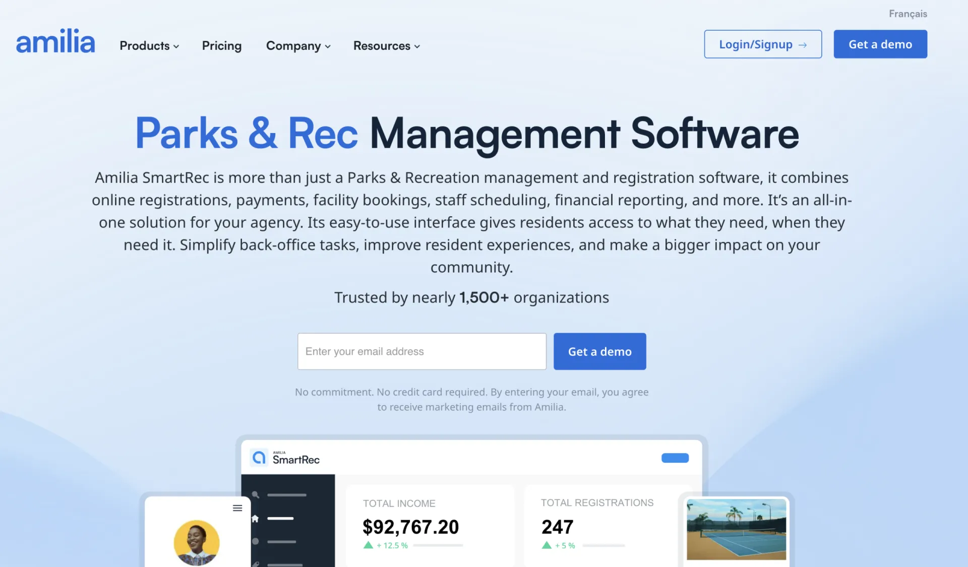 Amilia parks and recreation management software