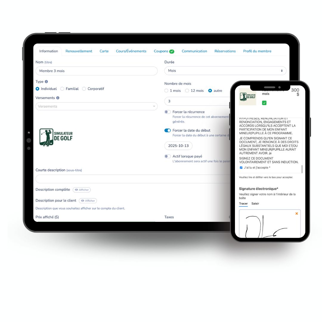 Gestion des abonnements et membres