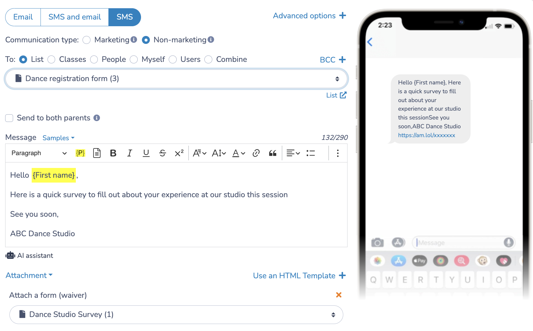 How to share your survey with dancers and families