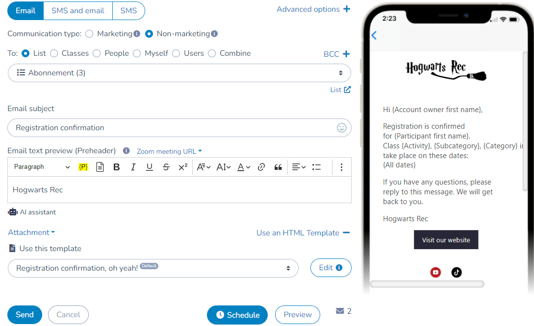 Automating Amilia multipass/membership purchase confirmation — illustration