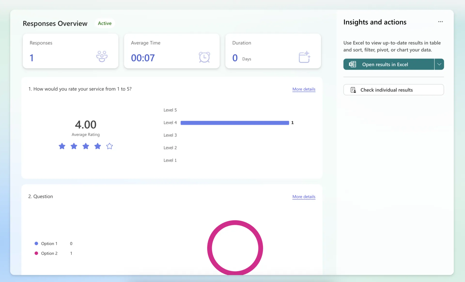 View data on responses from respondents